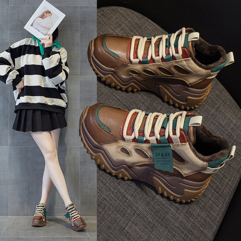 Women High Top Platform Sneakers, Chunky Wedge Casual Shoes with Height Increase, Lace Up