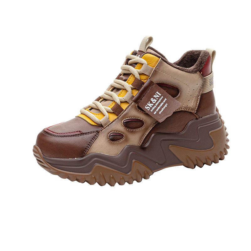 Women High Top Platform Sneakers, Chunky Wedge Casual Shoes with Height Increase, Lace Up