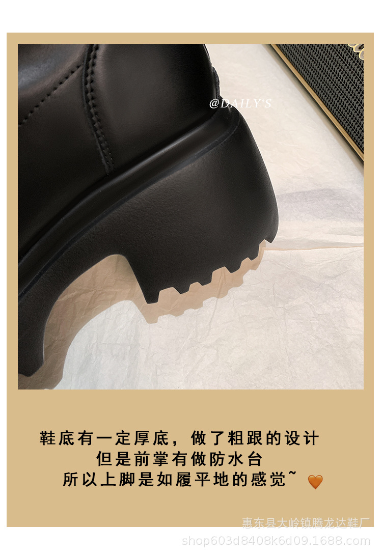 Women's Leather Ankle Boots, Round Toe Chunky Heel Lace-Up Martin Boots for Fall Winter