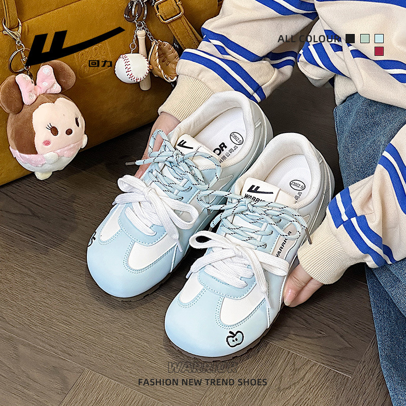 Warrior Women's Low Heel Casual Sneakers, Lightweight Lace-Up Round Toe Shoes for Spring Summer Autumn