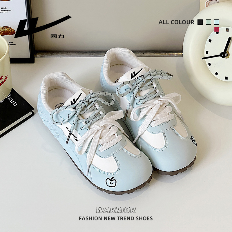 Warrior Women's Low Heel Casual Sneakers, Lightweight Lace-Up Round Toe Shoes for Spring Summer Autumn
