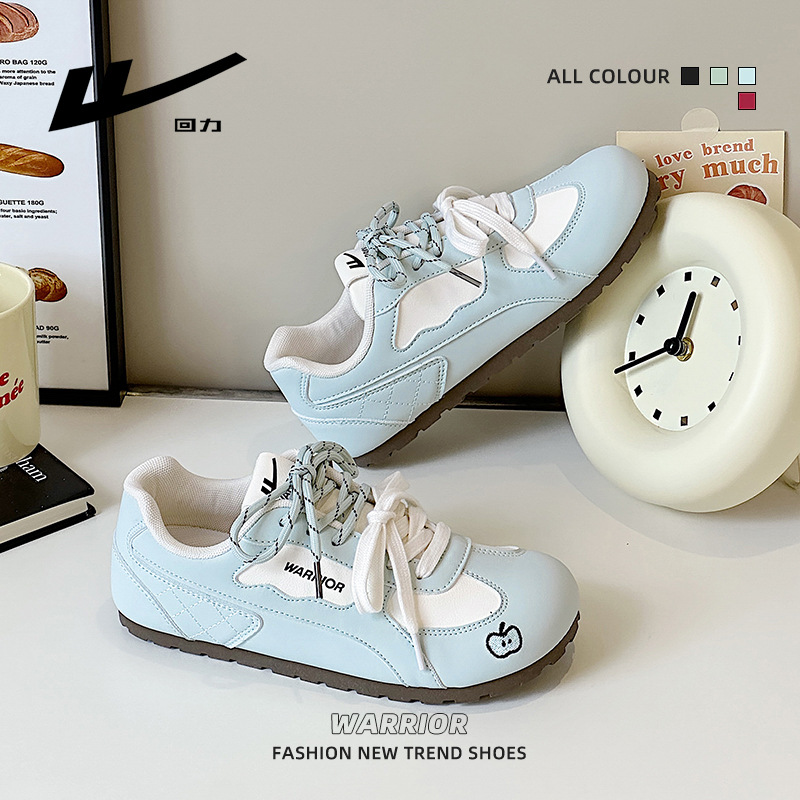 Warrior Women's Low Heel Casual Sneakers, Lightweight Lace-Up Round Toe Shoes for Spring Summer Autumn