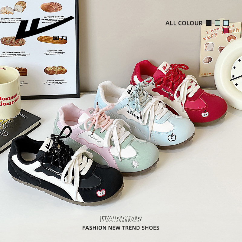 Warrior Women's Low Heel Casual Sneakers, Lightweight Lace-Up Round Toe Shoes for Spring Summer Autumn