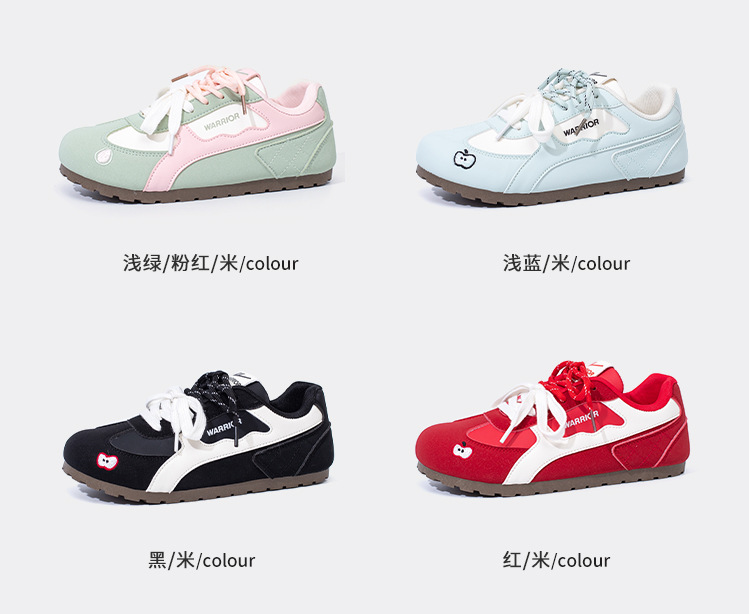 Warrior Women's Low Heel Casual Sneakers, Lightweight Lace-Up Round Toe Shoes for Spring Summer Autumn