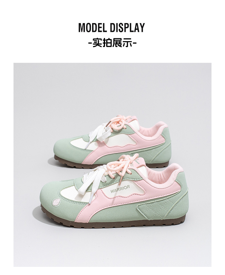 Warrior Women's Low Heel Casual Sneakers, Lightweight Lace-Up Round Toe Shoes for Spring Summer Autumn