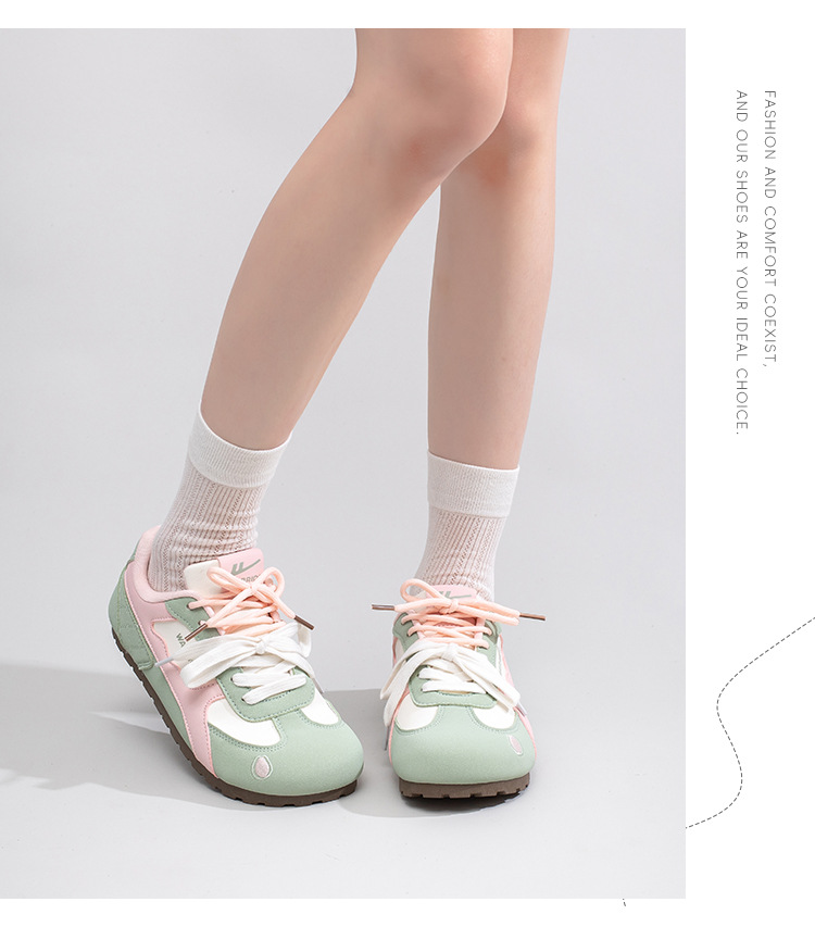 Warrior Women's Low Heel Casual Sneakers, Lightweight Lace-Up Round Toe Shoes for Spring Summer Autumn