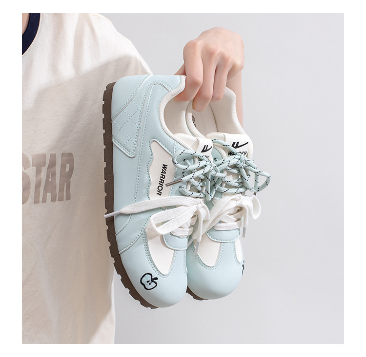 Warrior Women's Low Heel Casual Sneakers, Lightweight Lace-Up Round Toe Shoes for Spring Summer Autumn