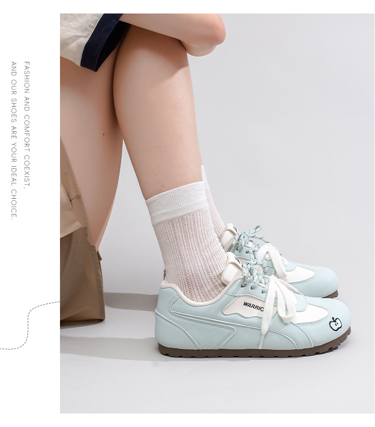 Warrior Women's Low Heel Casual Sneakers, Lightweight Lace-Up Round Toe Shoes for Spring Summer Autumn