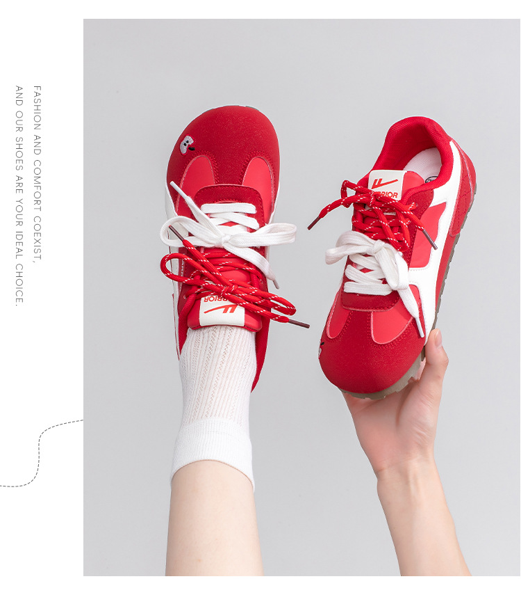 Warrior Women's Low Heel Casual Sneakers, Lightweight Lace-Up Round Toe Shoes for Spring Summer Autumn