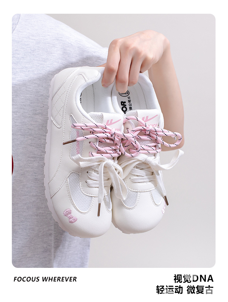 Warrior Women's Low Heel Casual Sneakers, Lightweight Lace-Up Round Toe Shoes for Spring Summer Autumn