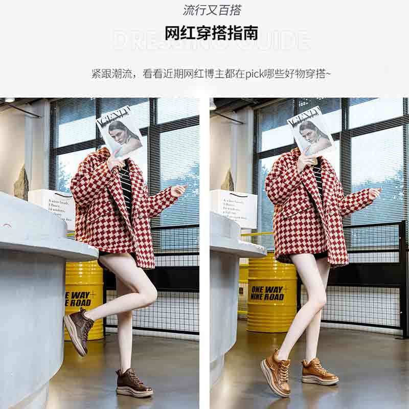 Women's Cowhide Leather High-Top Sneakers, Fleece-Lined Winter Ankle Boots, Retro Lace-Up Casual Shoes