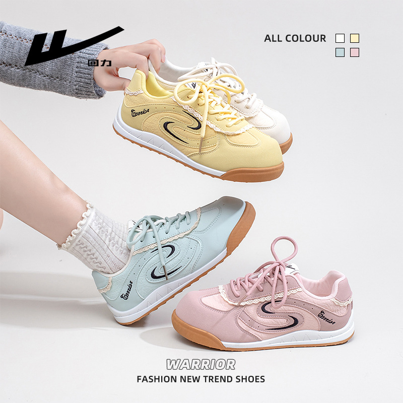 Warrior Women's Low Top Casual Sneakers, Lightweight Color Block Synthetic Leather Shoes for Spring and Summer