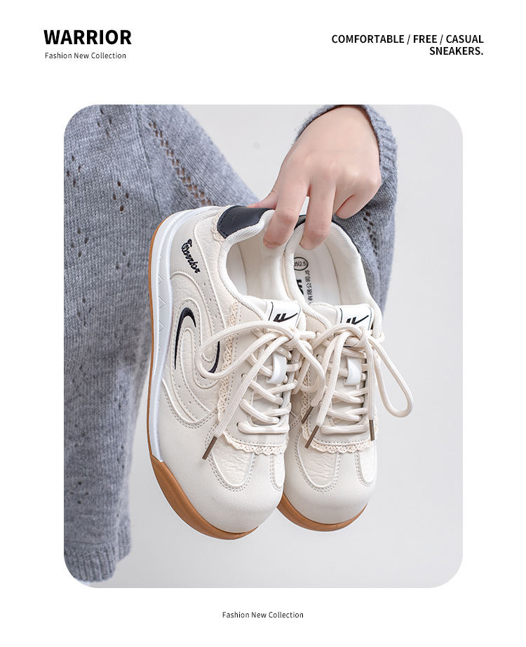 Warrior Women's Low Top Casual Sneakers, Lightweight Color Block Synthetic Leather Shoes for Spring and Summer