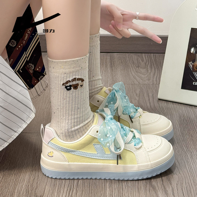 Women's Color Block Canvas Sneakers, Low Top Lace Up Casual Shoes for Spring and Fall