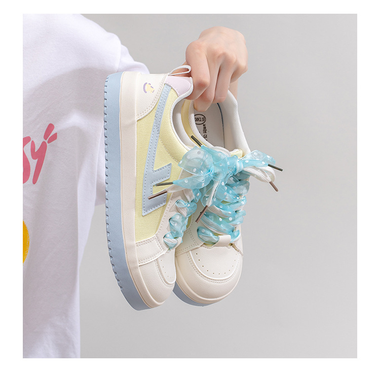 Women's Color Block Canvas Sneakers, Low Top Lace Up Casual Shoes for Spring and Fall