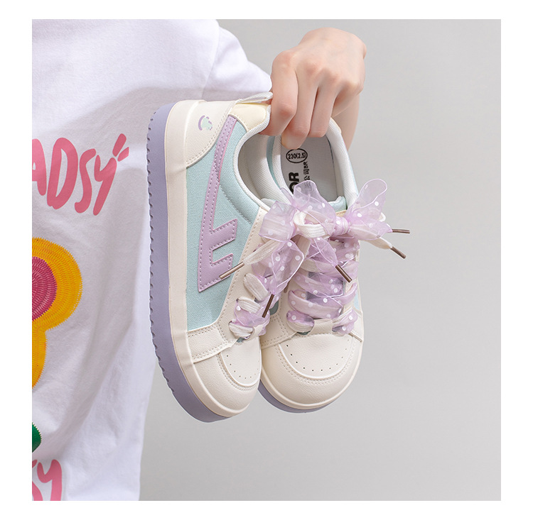 Women's Color Block Canvas Sneakers, Low Top Lace Up Casual Shoes for Spring and Fall