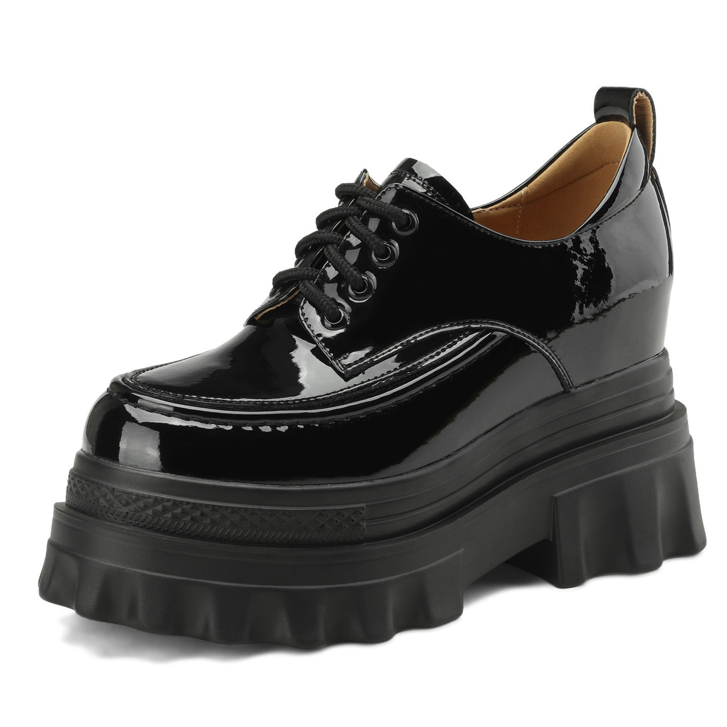 Women Platform Loafers Leather Slip-On Shoes with Buckle, Round Toe Low Top Casual Shoes