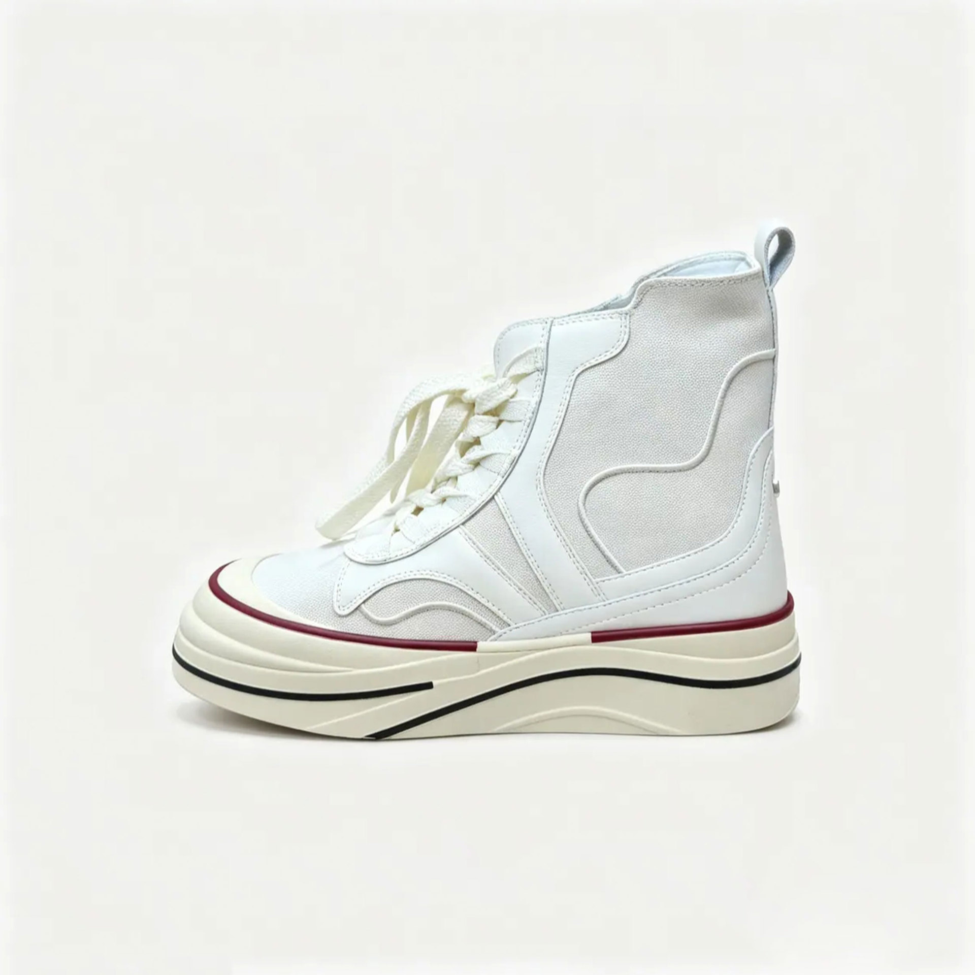 Women's 10cm Platform Sneakers, High Top Inner Heel Casual Shoes, Round Toe Lace Up