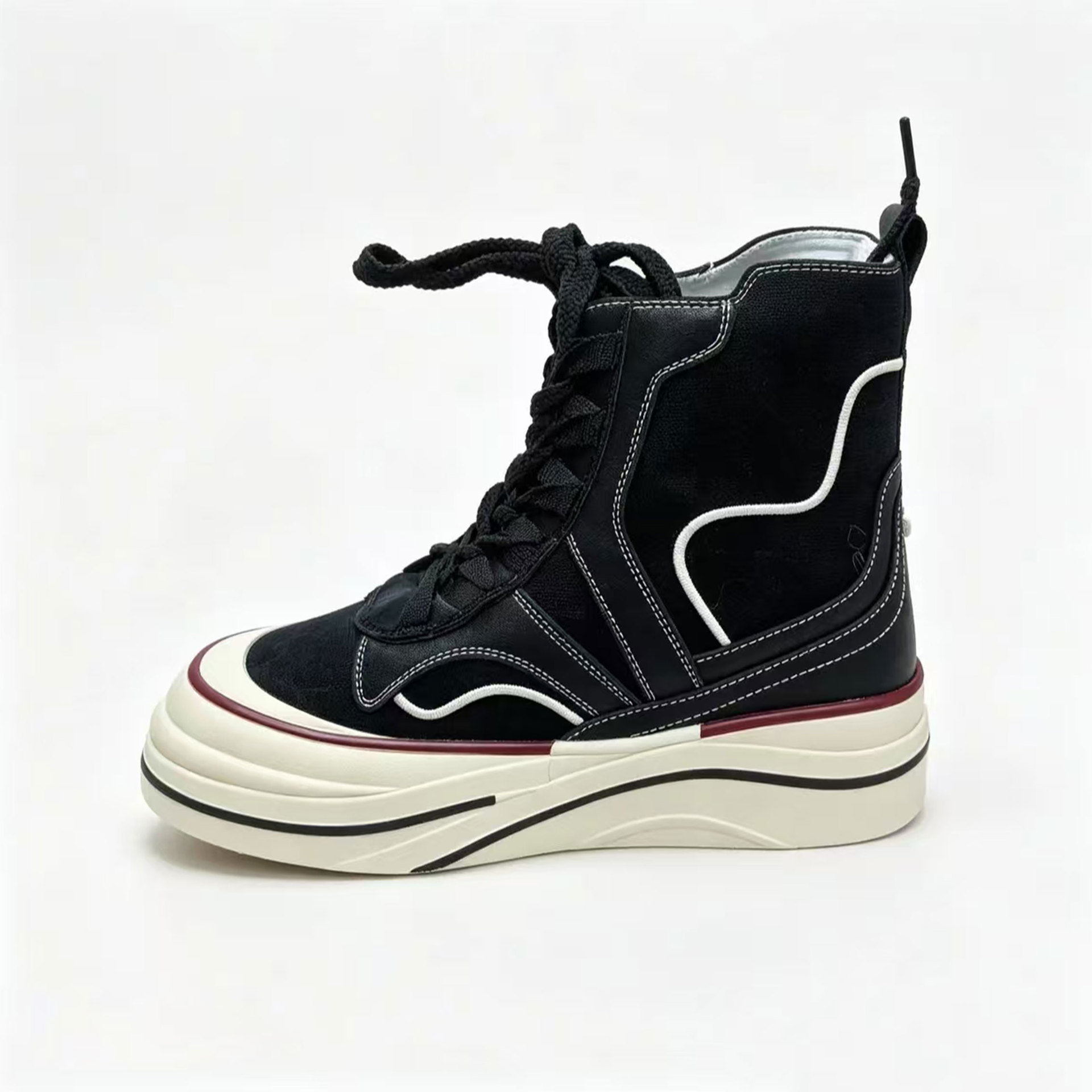 Women's 10cm Platform Sneakers, High Top Inner Heel Casual Shoes, Round Toe Lace Up
