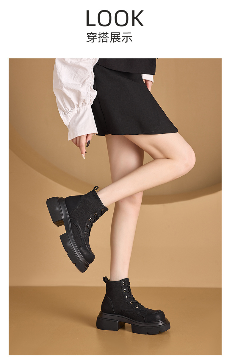Women's Yellow Platform Martin Boots with Lace-Up and Hidden Heel