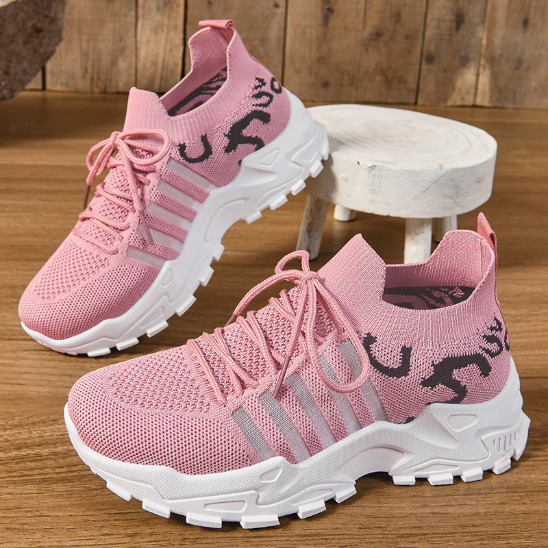 Women's Breathable Mesh Platform Sneakers, Low Top PU Casual Walking Shoes for Summer