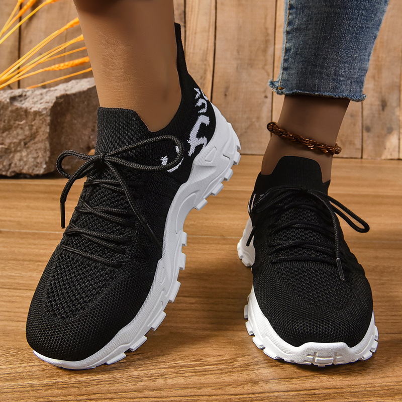 Women's Breathable Mesh Platform Sneakers, Low Top PU Casual Walking Shoes for Summer