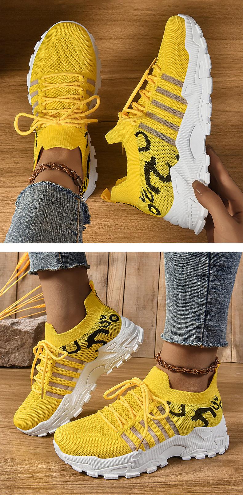 Women's Breathable Mesh Platform Sneakers, Low Top PU Casual Walking Shoes for Summer