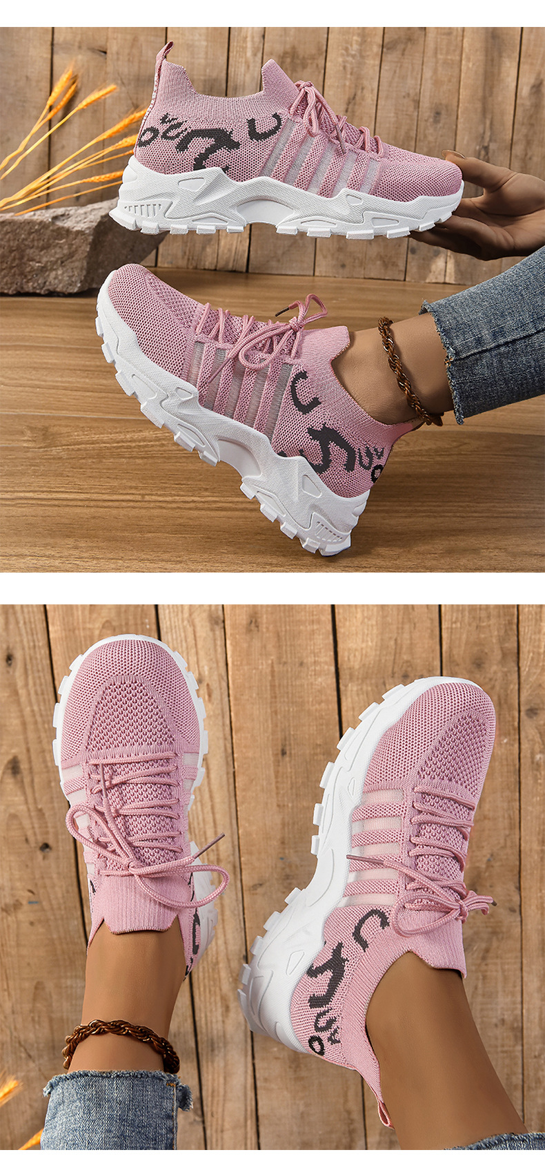 Women's Breathable Mesh Platform Sneakers, Low Top PU Casual Walking Shoes for Summer