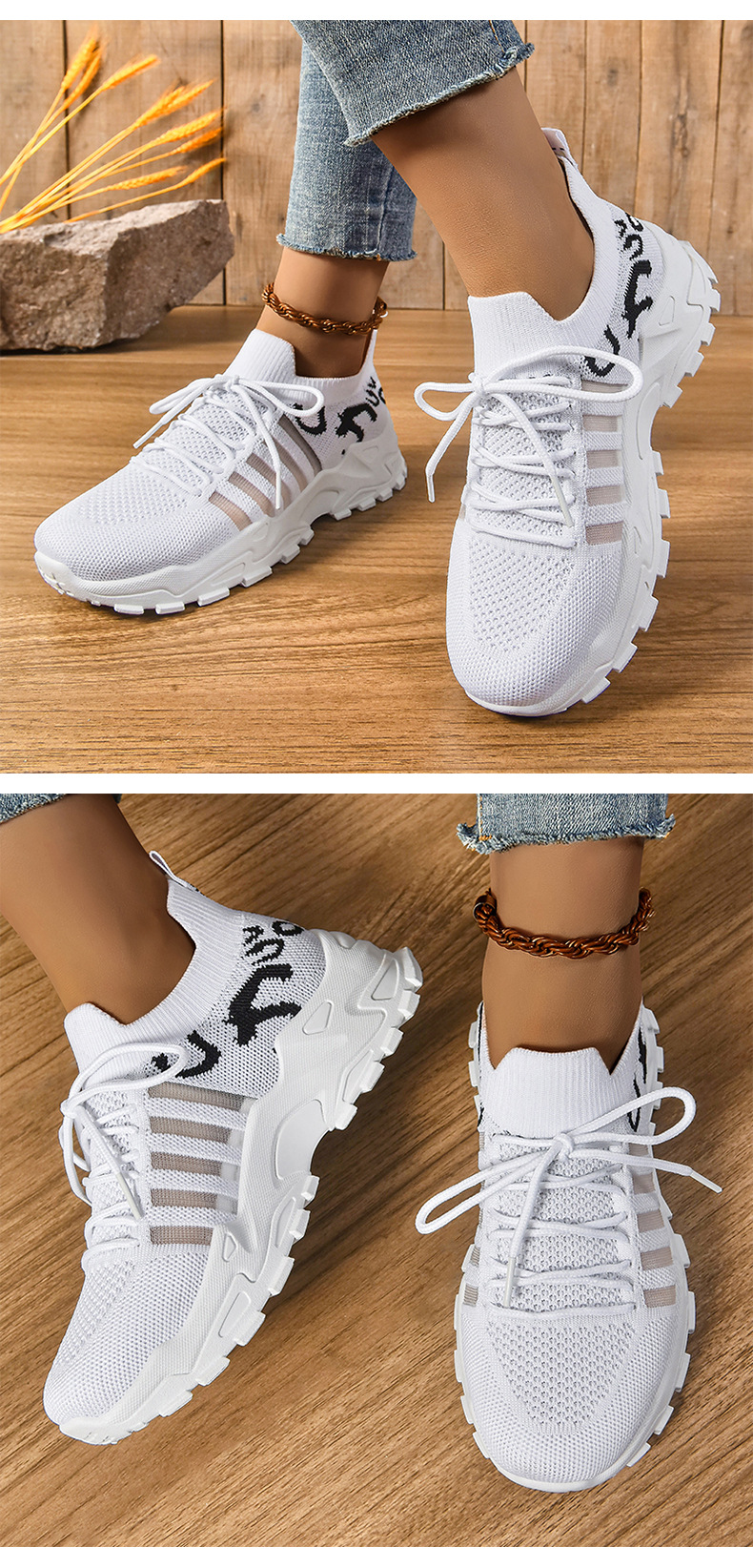 Women's Breathable Mesh Platform Sneakers, Low Top PU Casual Walking Shoes for Summer
