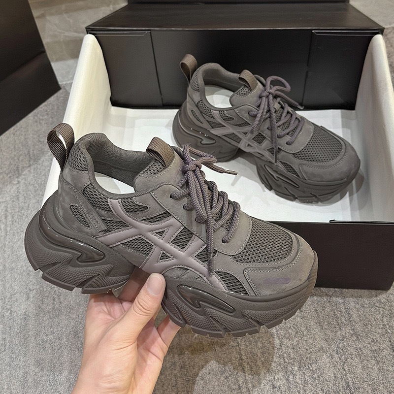 Women Chunky Platform Sneakers, High Heel 6-8cm Casual Shoes for Fall Winter