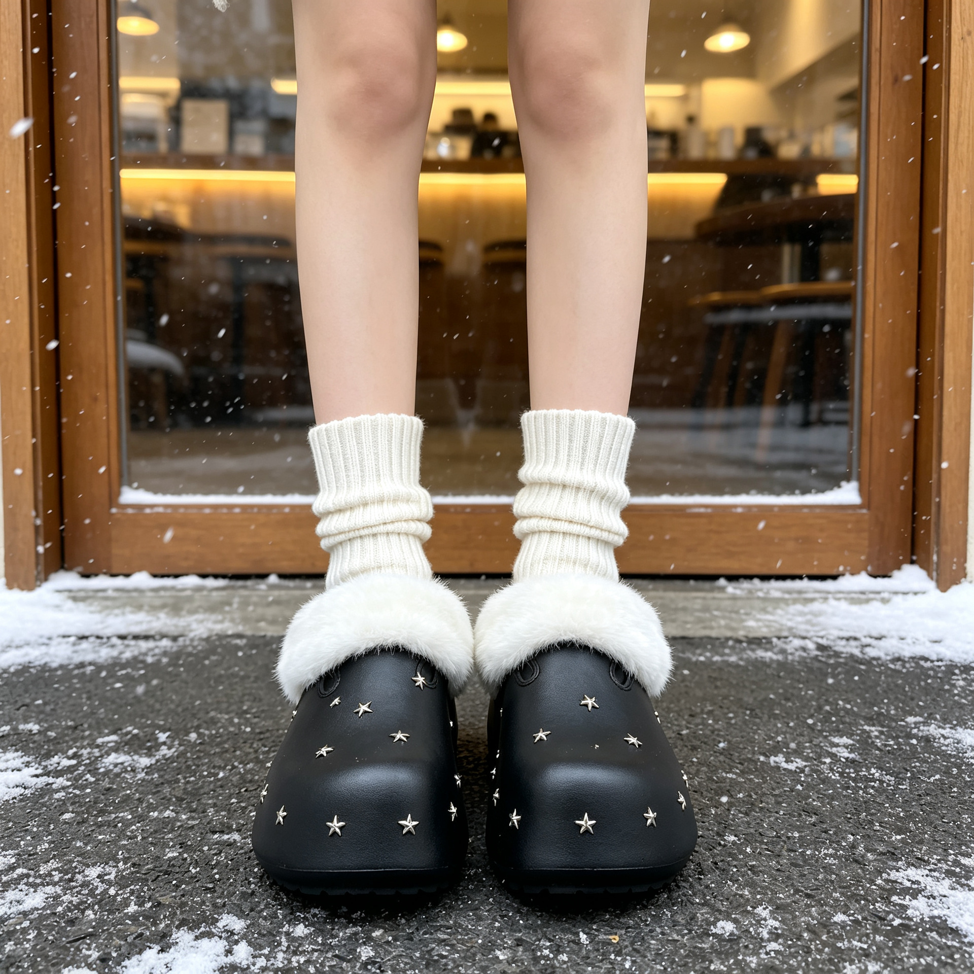 Women Winter Fleece Lined Platform Clog Slippers, Height Increasing EVA Non Slip Shoes for Indoor and Outdoor Wear
