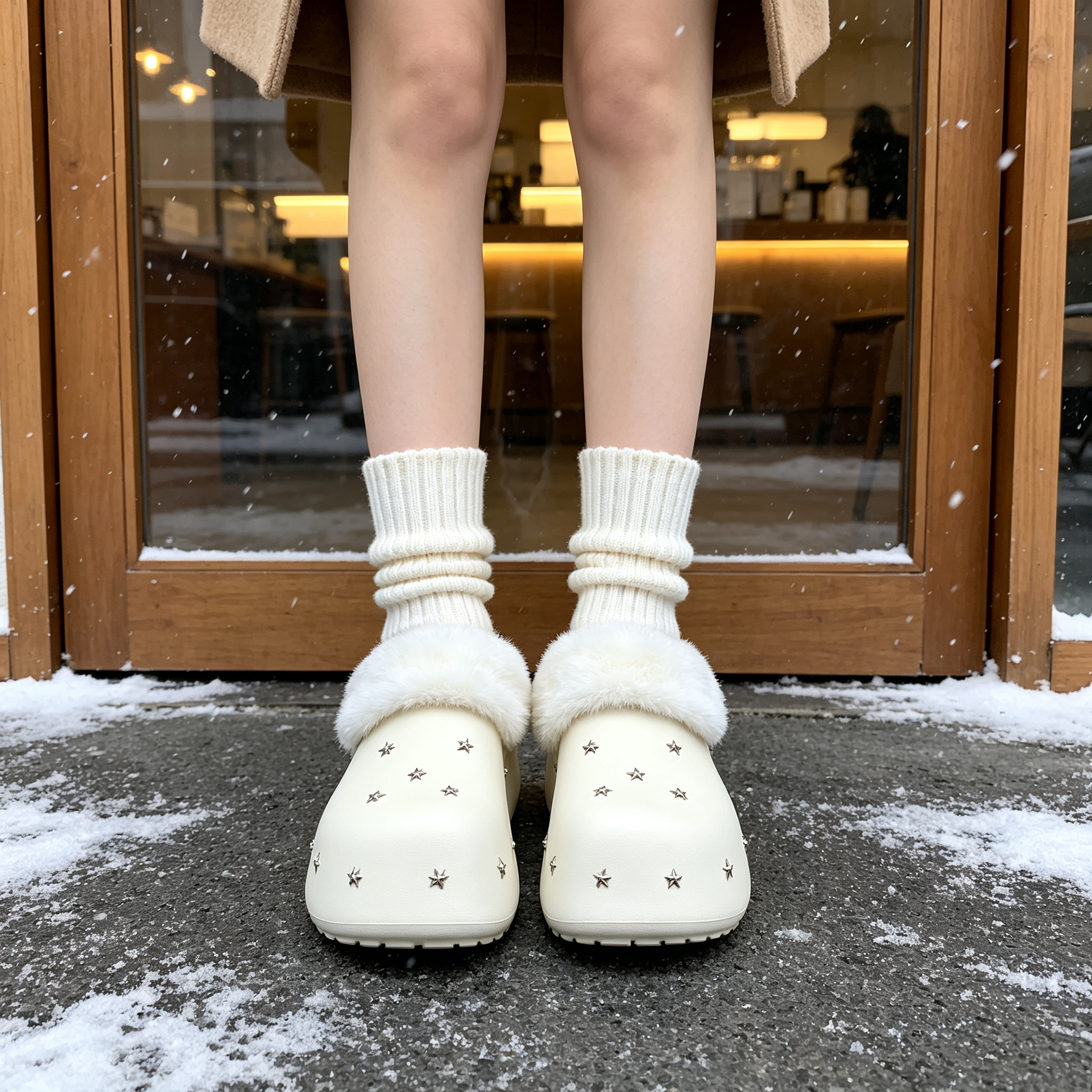 Women Winter Fleece Lined Platform Clog Slippers, Height Increasing EVA Non Slip Shoes for Indoor and Outdoor Wear