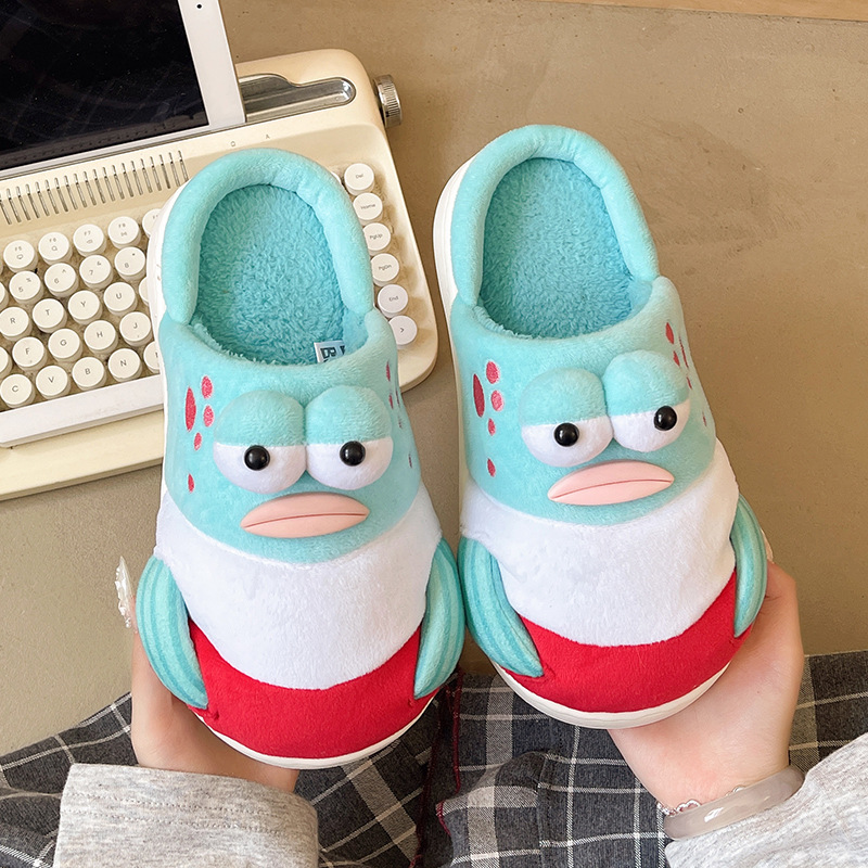 SpongeBob Harold Plush Slippers for Women, Warm Non-Slip Indoor House Shoes with Thick EVA Sole