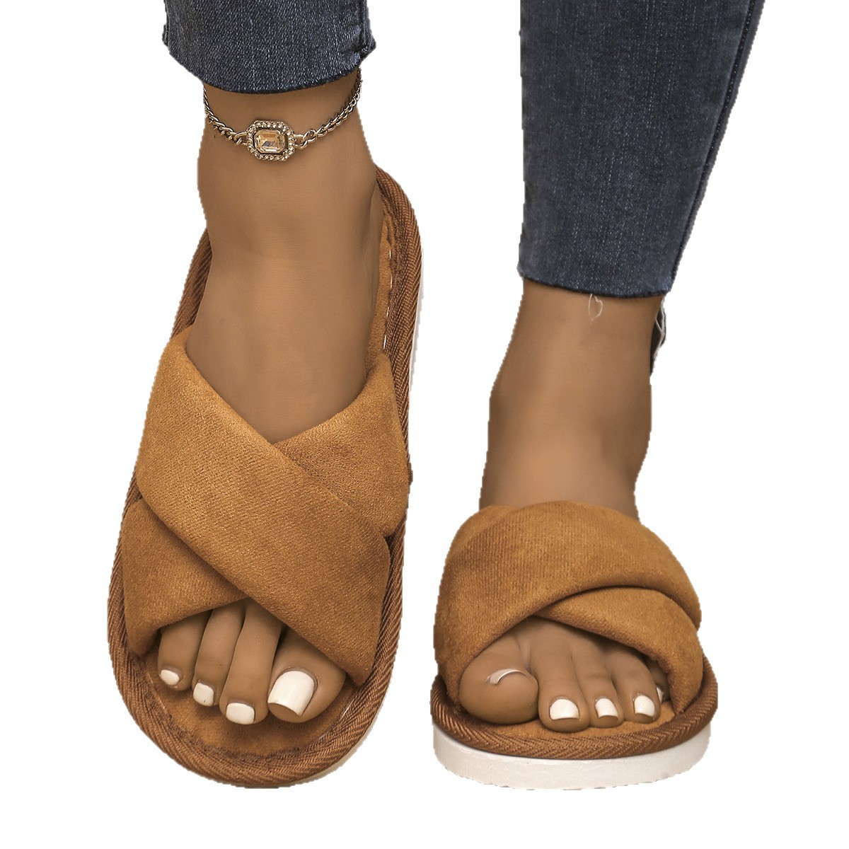 Women's Indoor Slippers Soft Sole Non-Slip Silent Bedroom Floor Shoes, Unisex Striped EVA House Slippers