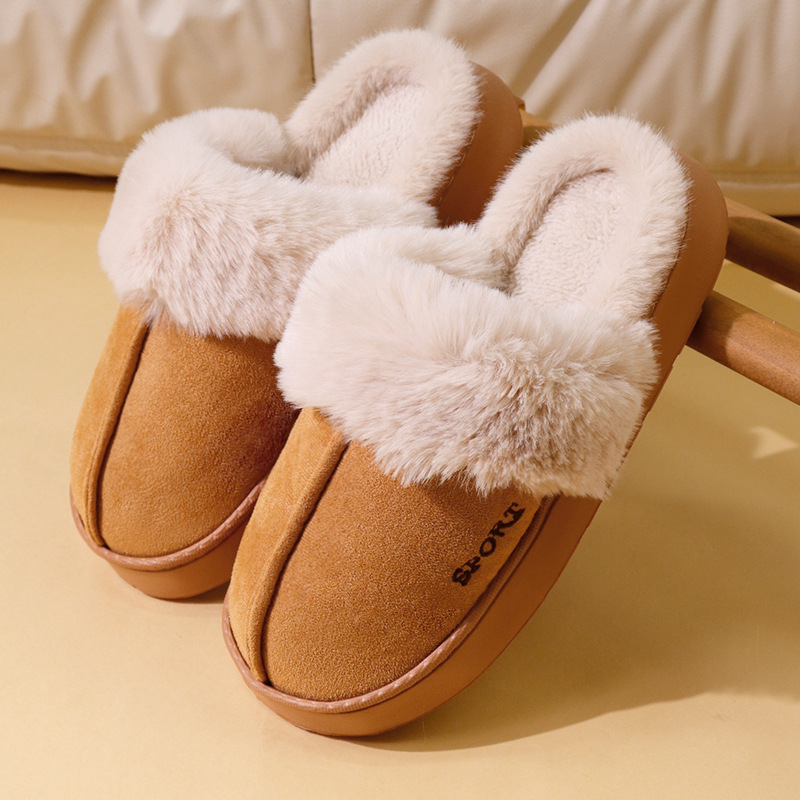 Unisex Cotton Slippers with EVA Sole, Thick Warm Indoor Home Shoes for Men and Women