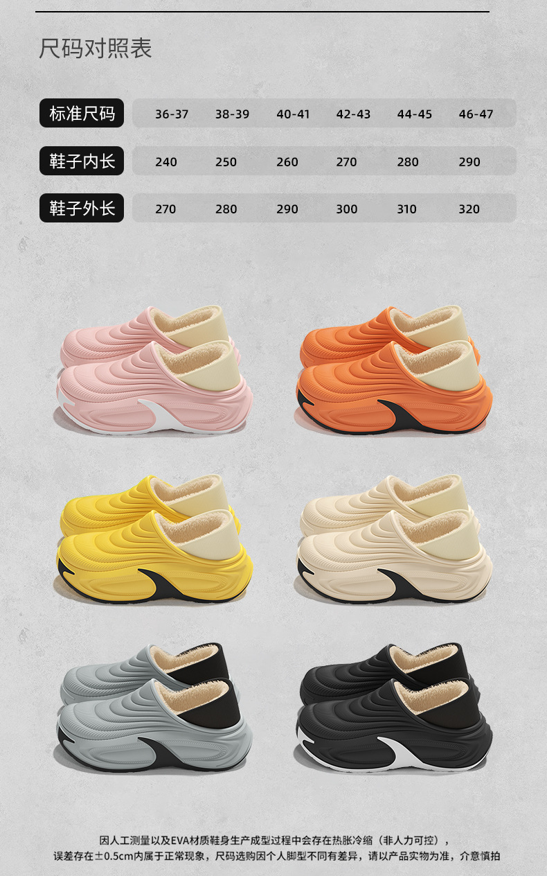 EVA Waterproof Cotton Slippers for Men, Warm Non-Slip Fleece-Lined Winter Indoor Outdoor Shoes with Heel Coverage