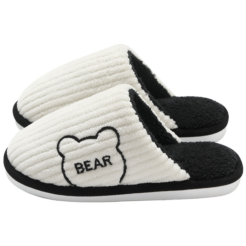 Soft Sole Bear Fleece Slippers for Women Men, Anti-Slip Warm Indoor Home Cotton Shoes