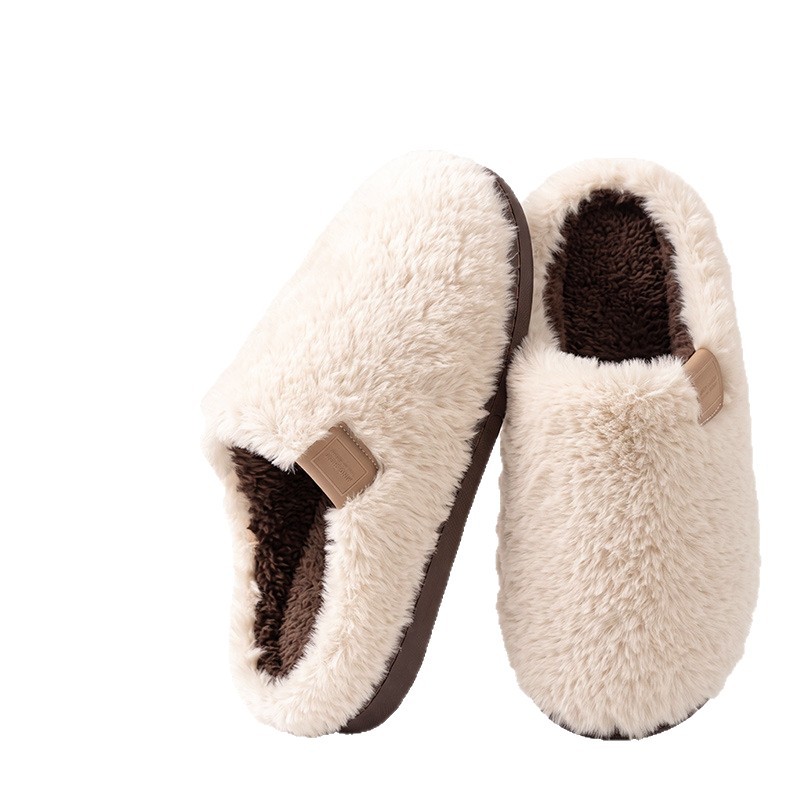 Faux Fur Slippers for Women and Men, Warm Plush Lined Non-Slip Indoor House Shoes for Home