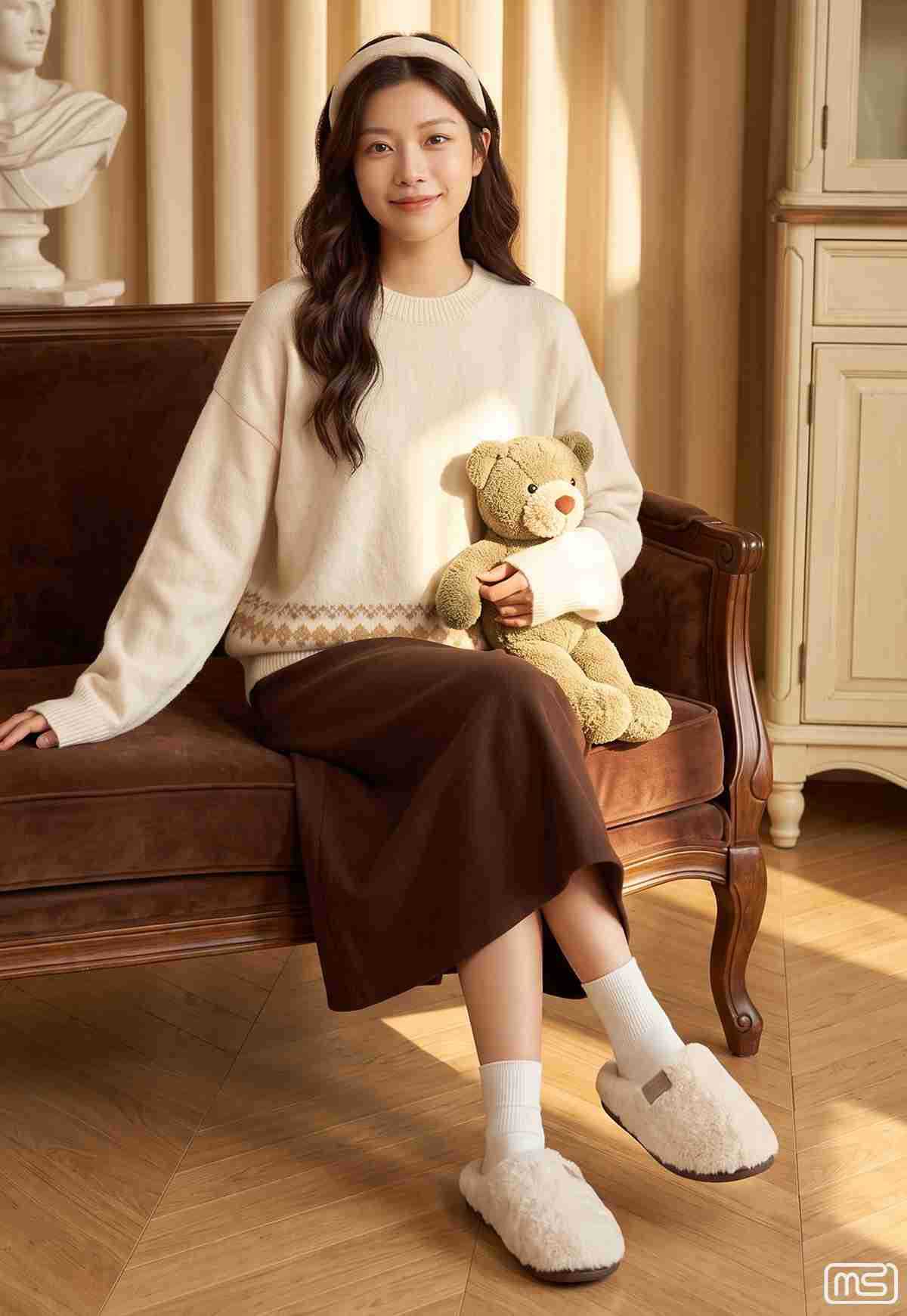 Faux Fur Slippers for Women and Men, Warm Plush Lined Non-Slip Indoor House Shoes for Home