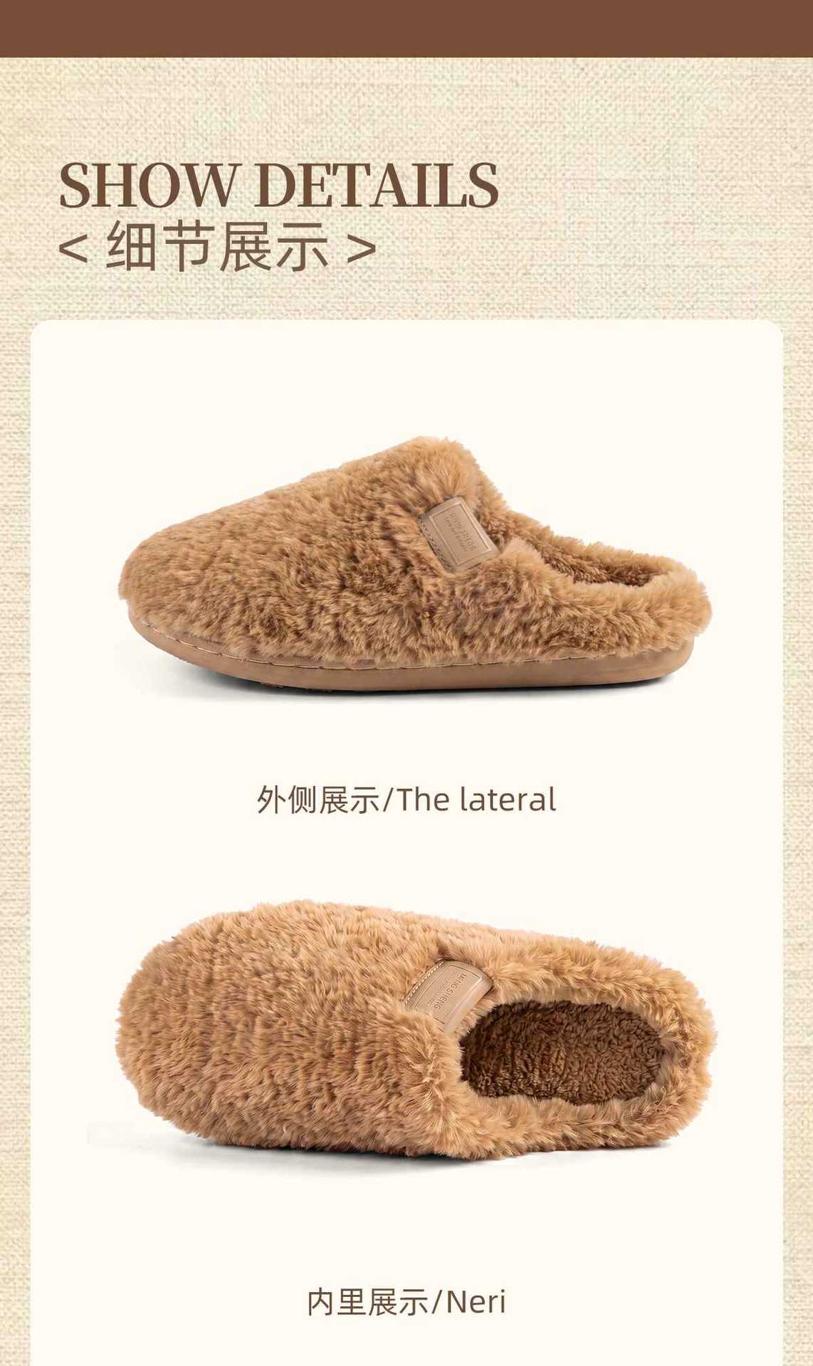 Faux Fur Slippers for Women and Men, Warm Plush Lined Non-Slip Indoor House Shoes for Home