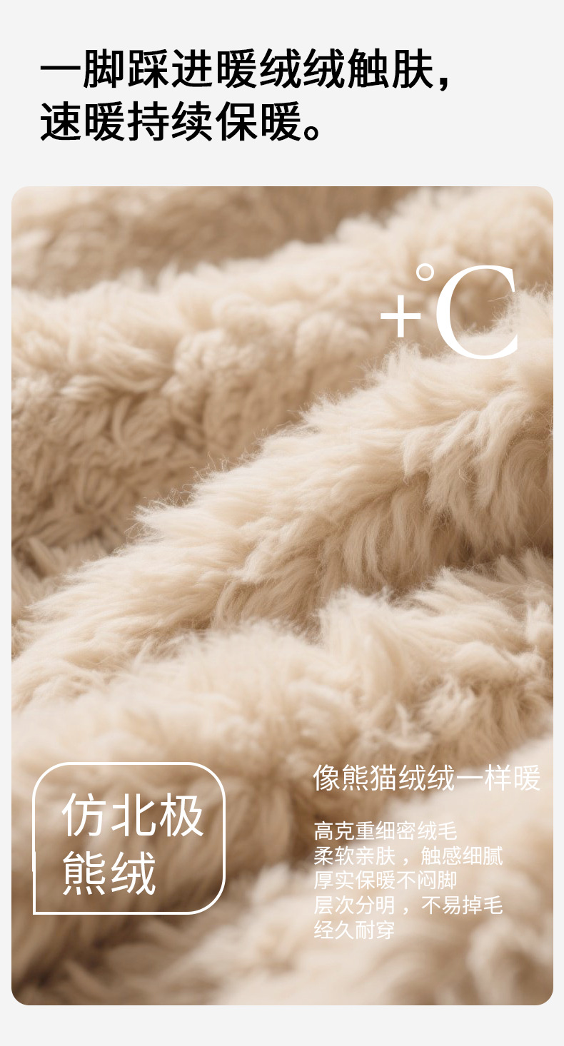 Women Men Winter Fuzzy Fleece Lined Cotton Slippers, Thick Sole Non-Slip Indoor Home Shoes