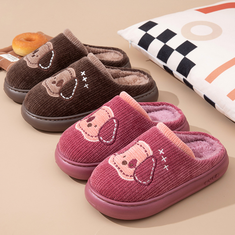 Giày tất bằng vải cotton dành cho phụ nữ và nam giới mùa đông, đế EVA chống trơn, ấm áp – Giày sử dụng trong nhà dành cho các cặp đôi
