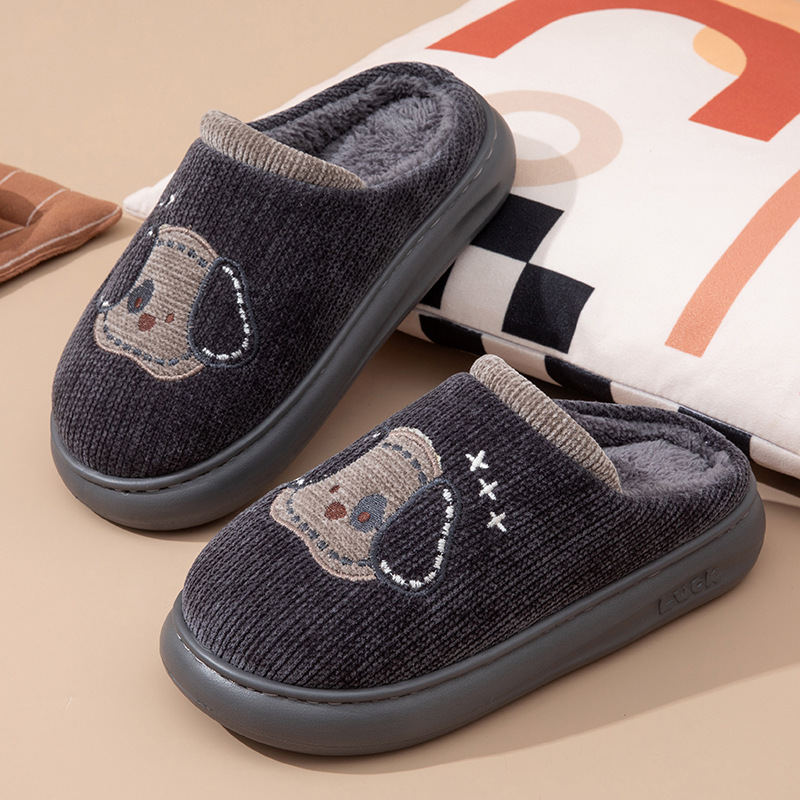 Giày tất bằng vải cotton dành cho phụ nữ và nam giới mùa đông, đế EVA chống trơn, ấm áp – Giày sử dụng trong nhà dành cho các cặp đôi