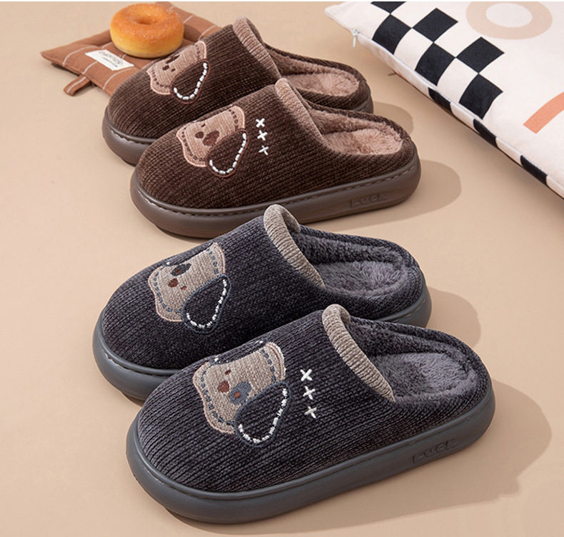 Giày tất bằng vải cotton dành cho phụ nữ và nam giới mùa đông, đế EVA chống trơn, ấm áp – Giày sử dụng trong nhà dành cho các cặp đôi