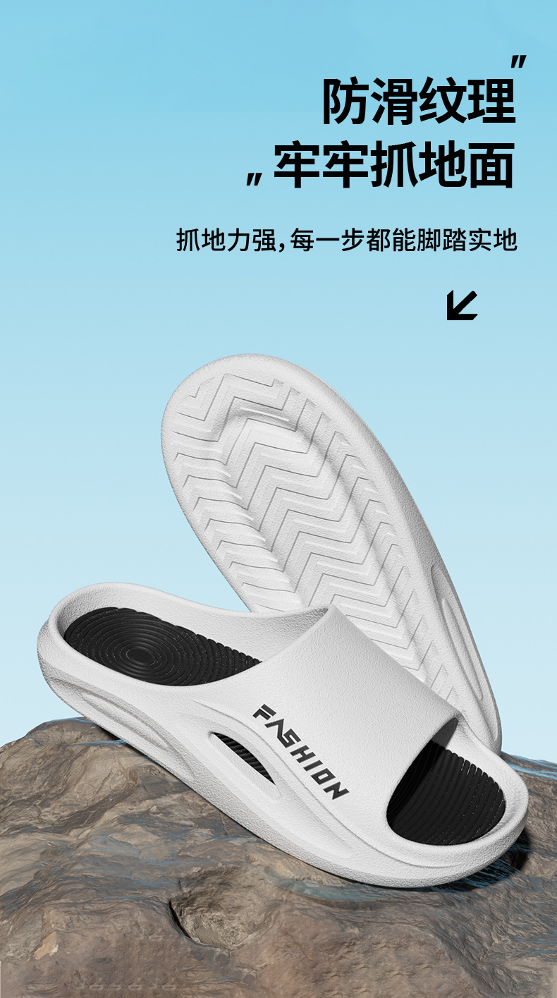 Men's Anti-Slip PVC Slide Sandals, Soft Sole Indoor Home Bathroom Slippers, Summer 2025
