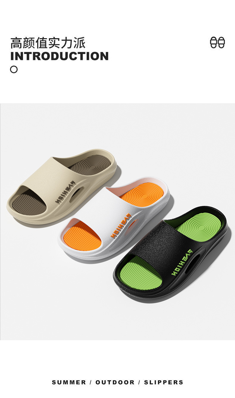 Men's Anti-Slip PVC Slide Sandals, Soft Sole Indoor Home Bathroom Slippers, Summer 2025