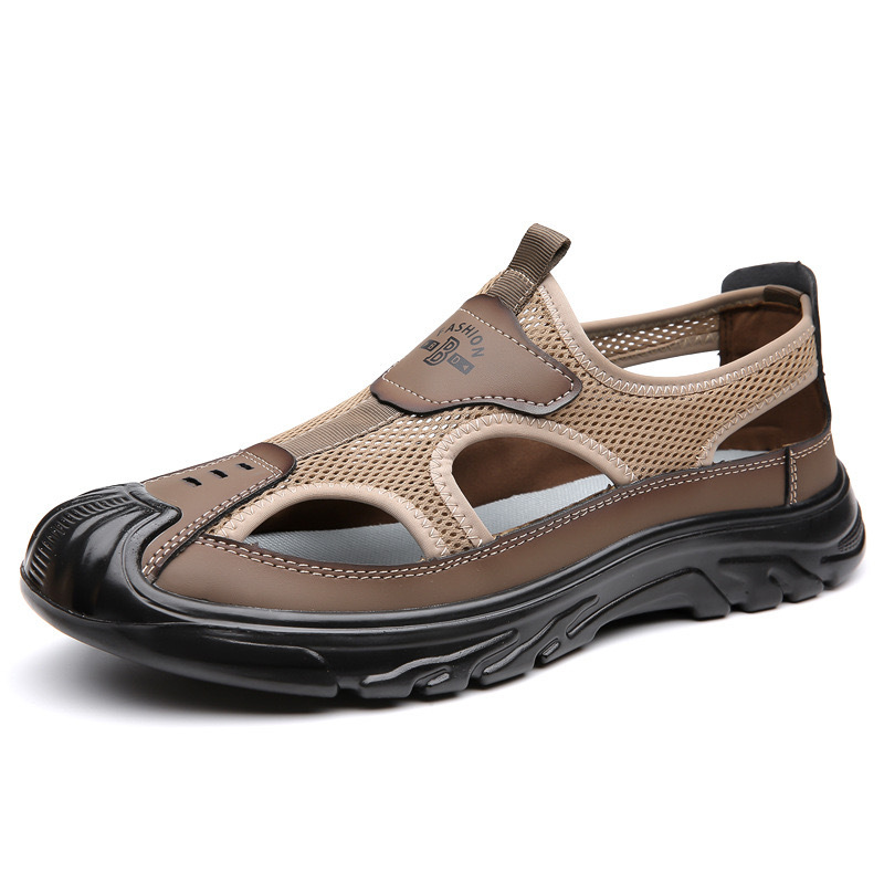 Men's Breathable Closed Toe Sandals, Mesh Slip-On Outdoor Anti-Slip Lightweight Casual Beach Shoes