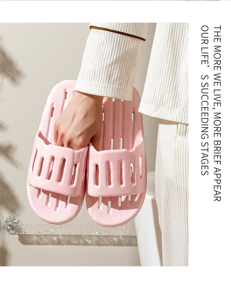 Unisex PVC Slide Sandals with Vertical Stripes, Non-Slip Waterproof Shower Slippers for Home and Bathroom