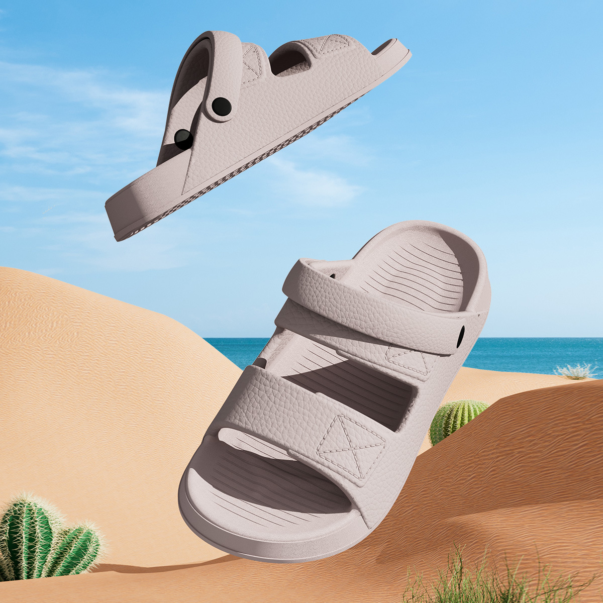 EVA Open Toe Slide Sandals for Men and Women, Non Slip Breathable Indoor Home Bathroom Slippers
