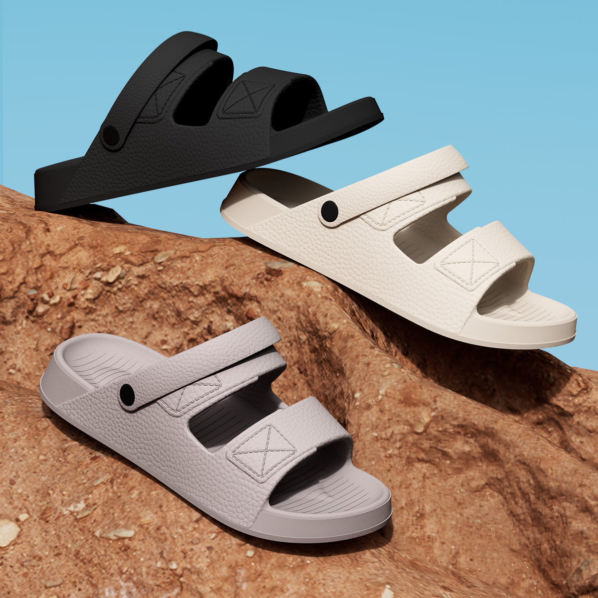 EVA Open Toe Slide Sandals for Men and Women, Non Slip Breathable Indoor Home Bathroom Slippers